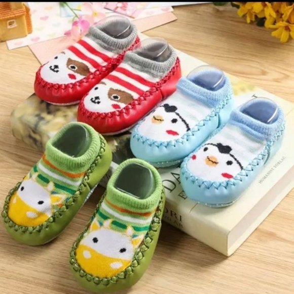 Baby Shoes Socks Animal Infant Sock Shoe Pink New - Picture 4 of 14